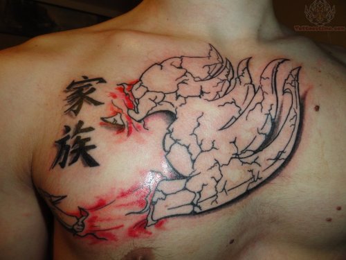 Fairy Tail 3D Tattoo On Chest